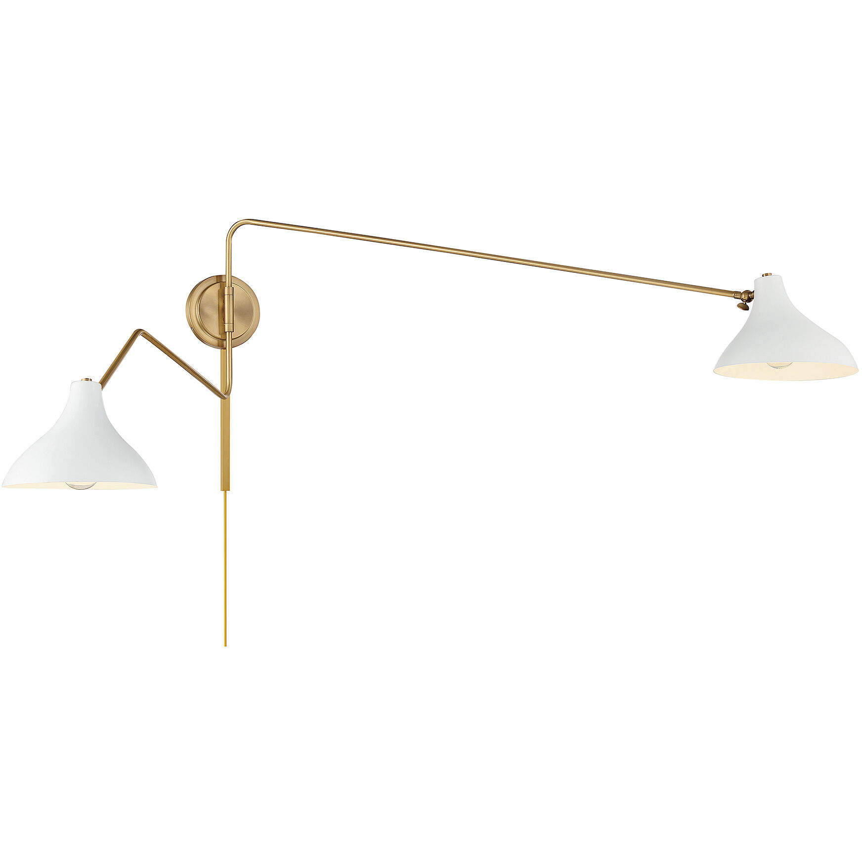 Modern 2 Light 86 inch White with Natural Brass Wall Sconce Wall Light