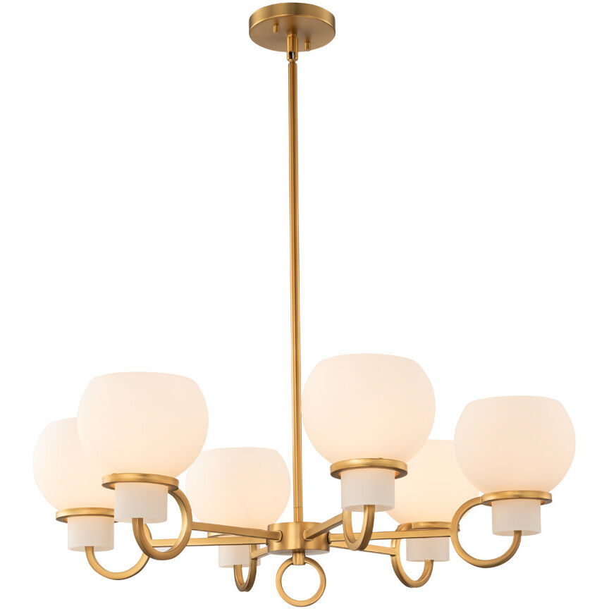 Ascher 6 Light 28 inch Winter Brass Chandelier Ceiling Light