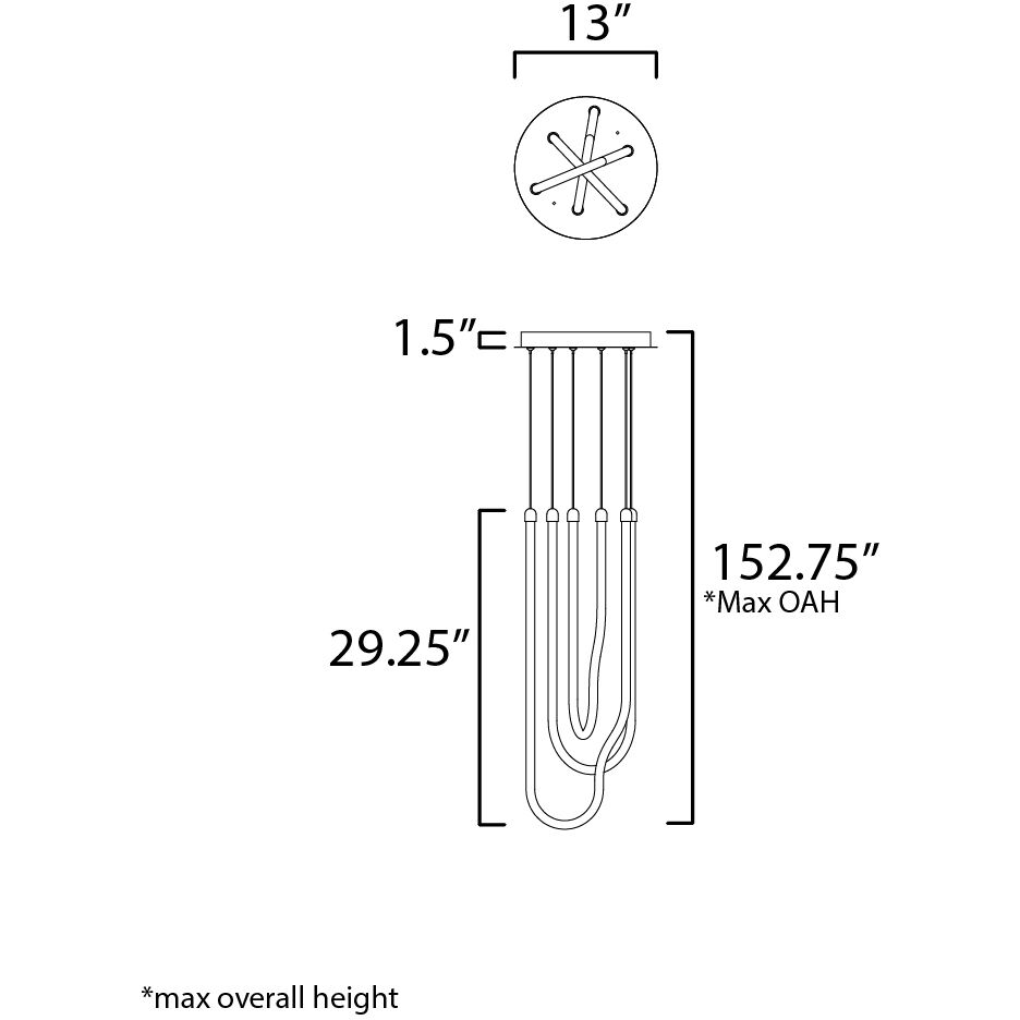 Soleil LED 13 inch Polished Chrome Multi-Light Pendant Ceiling Light