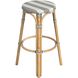 Tobias Round Rattan 30" Bar Stool in Gray and White Stripe