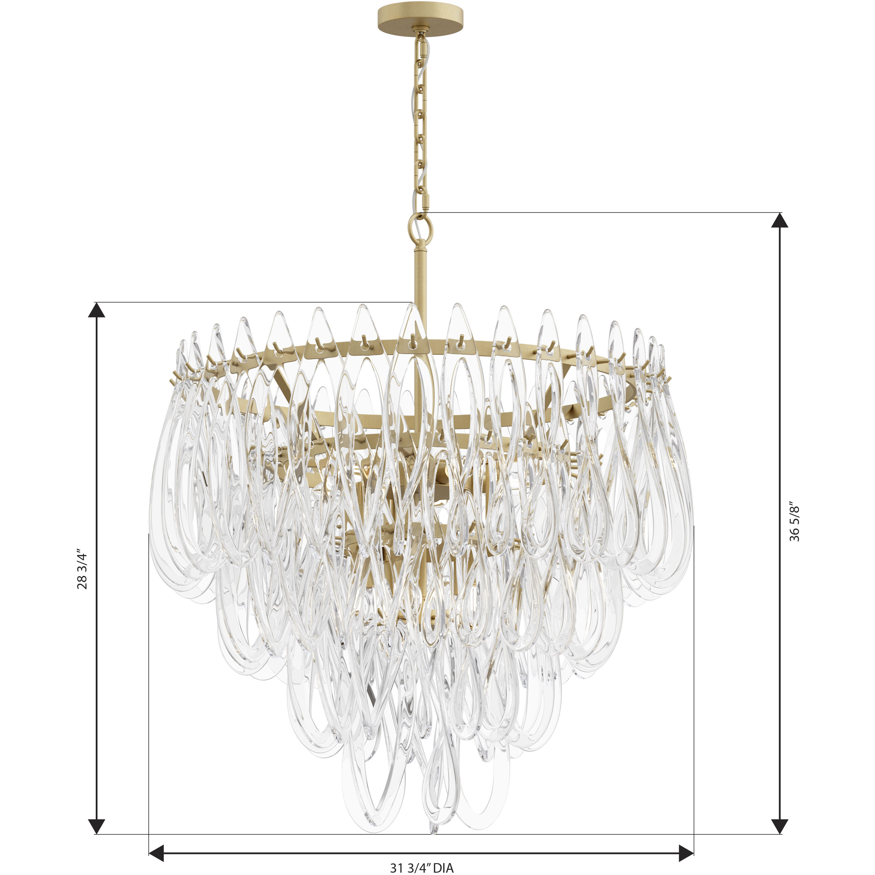 Glassara 10 Light 31.75 inch Legacy Brass Pendant Ceiling Light
