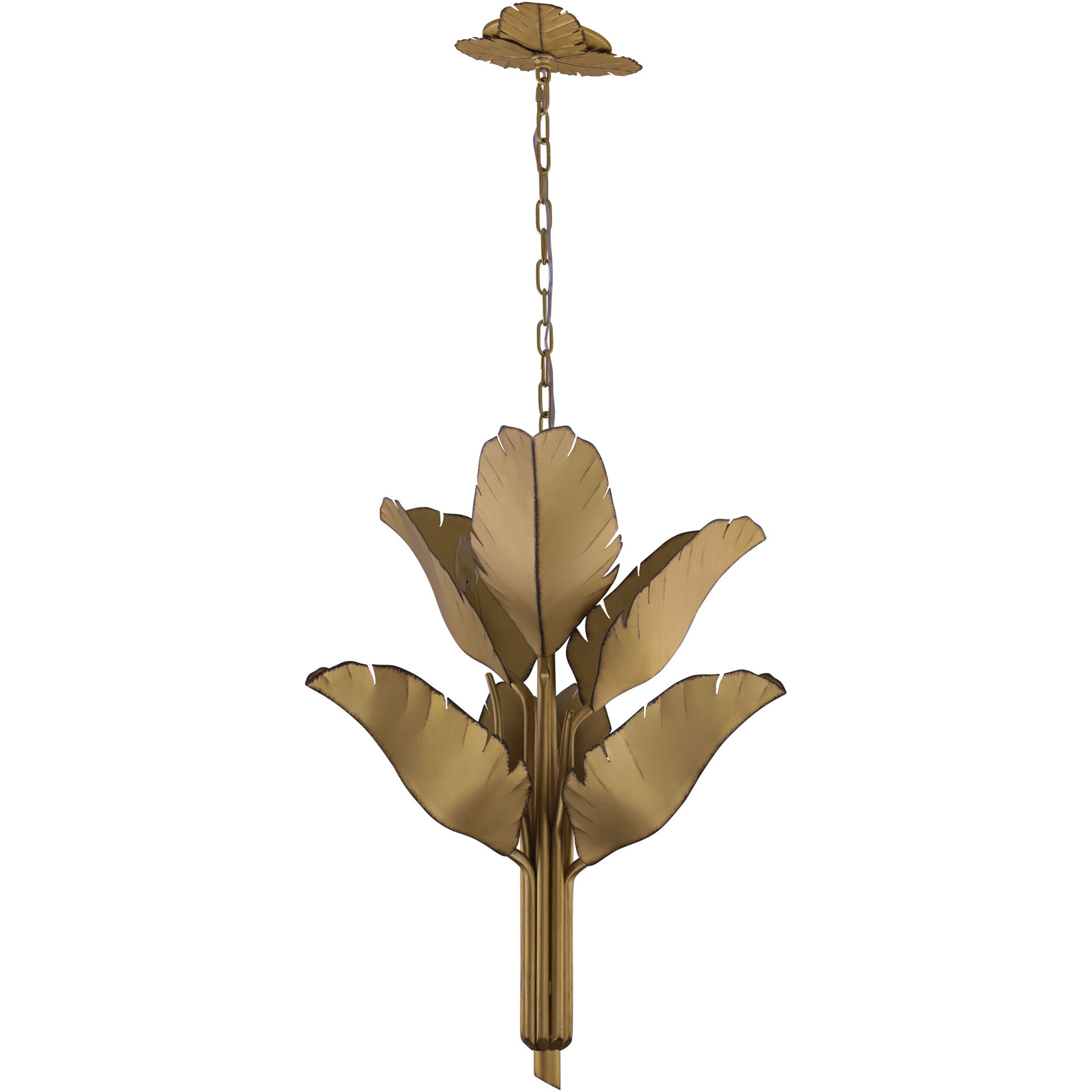 Banana Leaf 6 Light 25 inch Gold Chandelier Ceiling Light