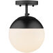 Dixon 1 Light 7.5 inch Matte Black Semi-Flush Mount Ceiling Light, Damp