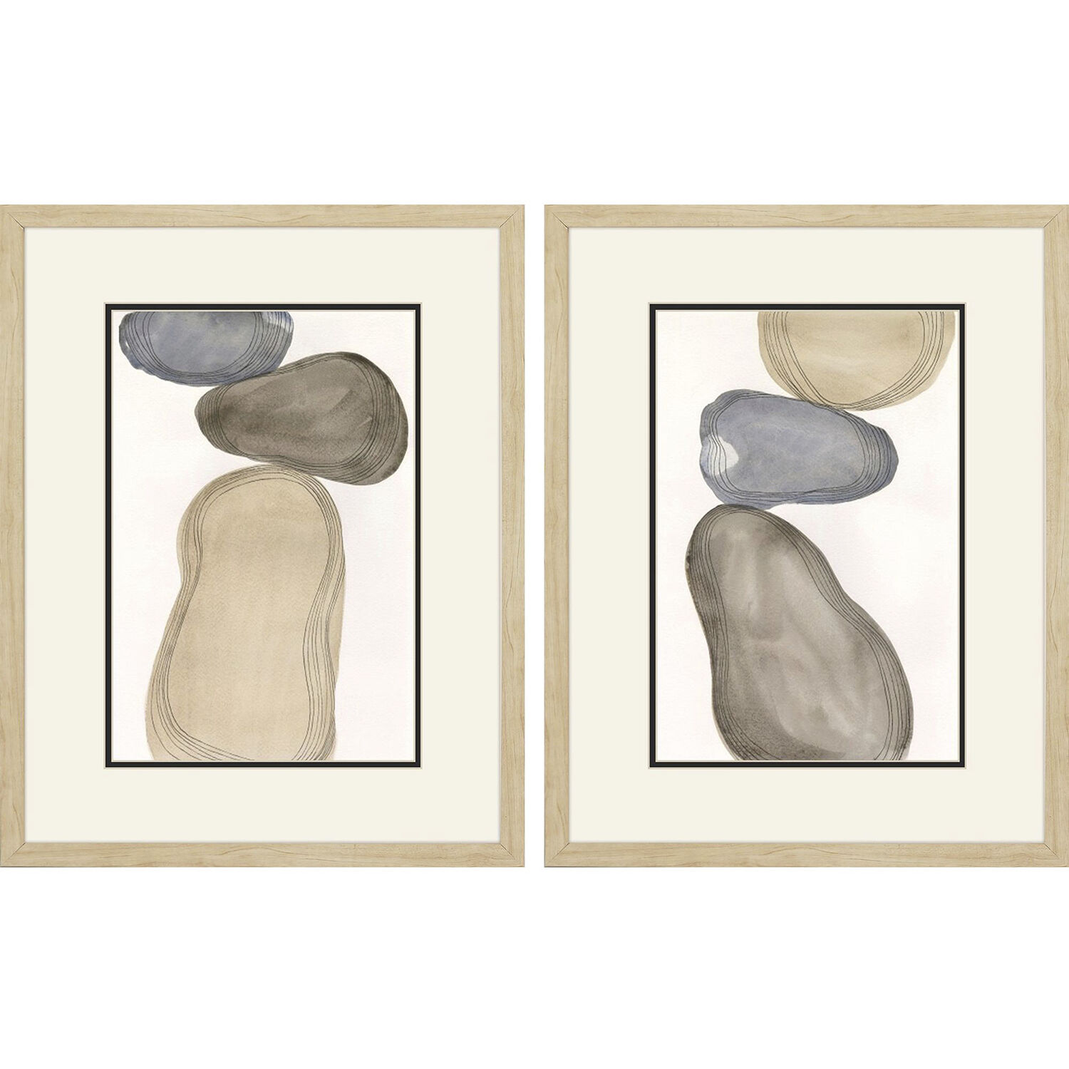 River Rocks Brown and Beige and Black and Blue Framed Art, Propac