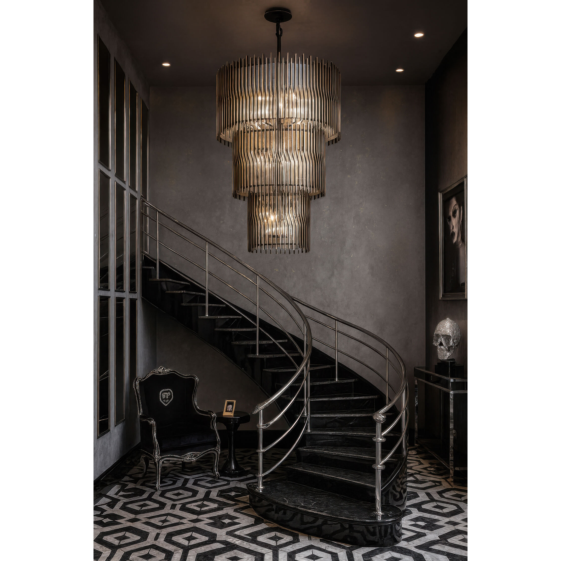 Park Row 18 Light 32 inch Matte Black and French Gold Chandelier Ceiling Light
