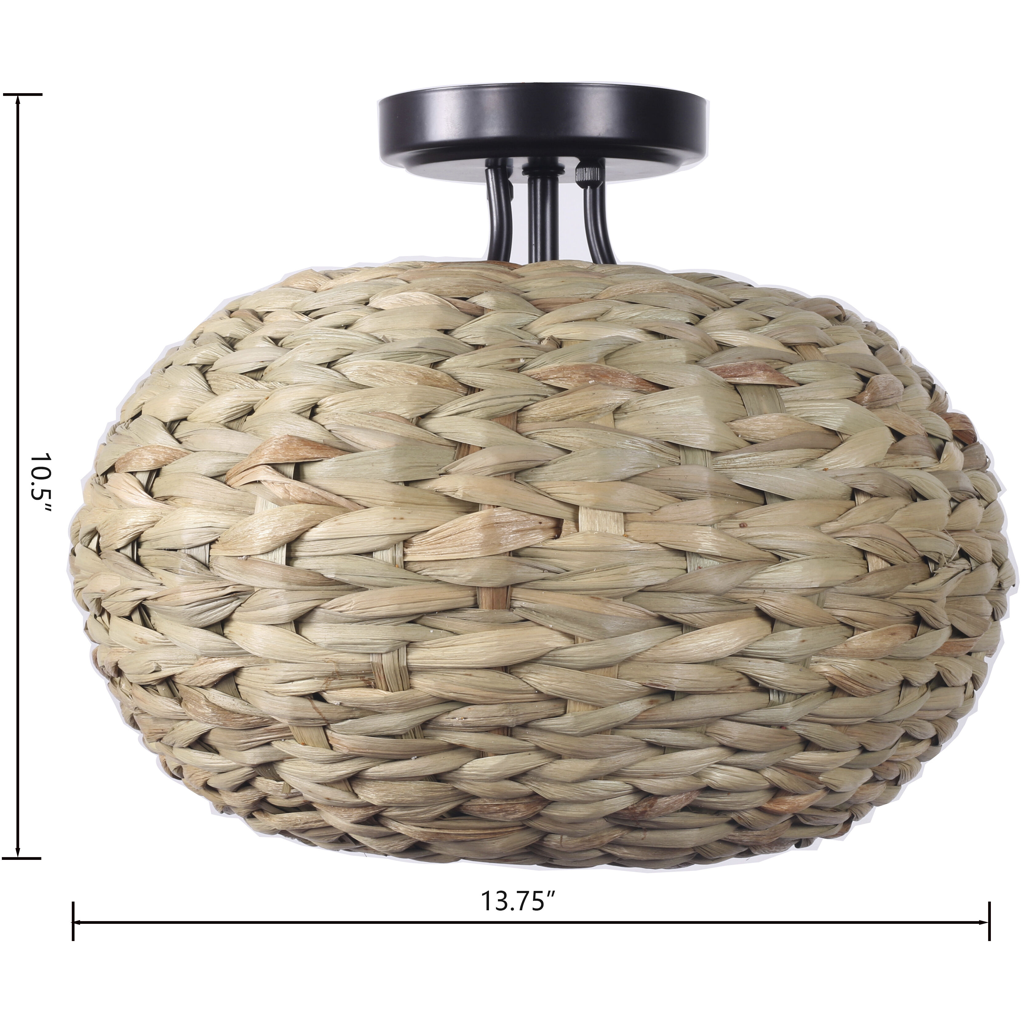 Cove 1 Light 13.75 inch Natural with Oil Rubbed Bronze Semi Flush Mount Ceiling Light