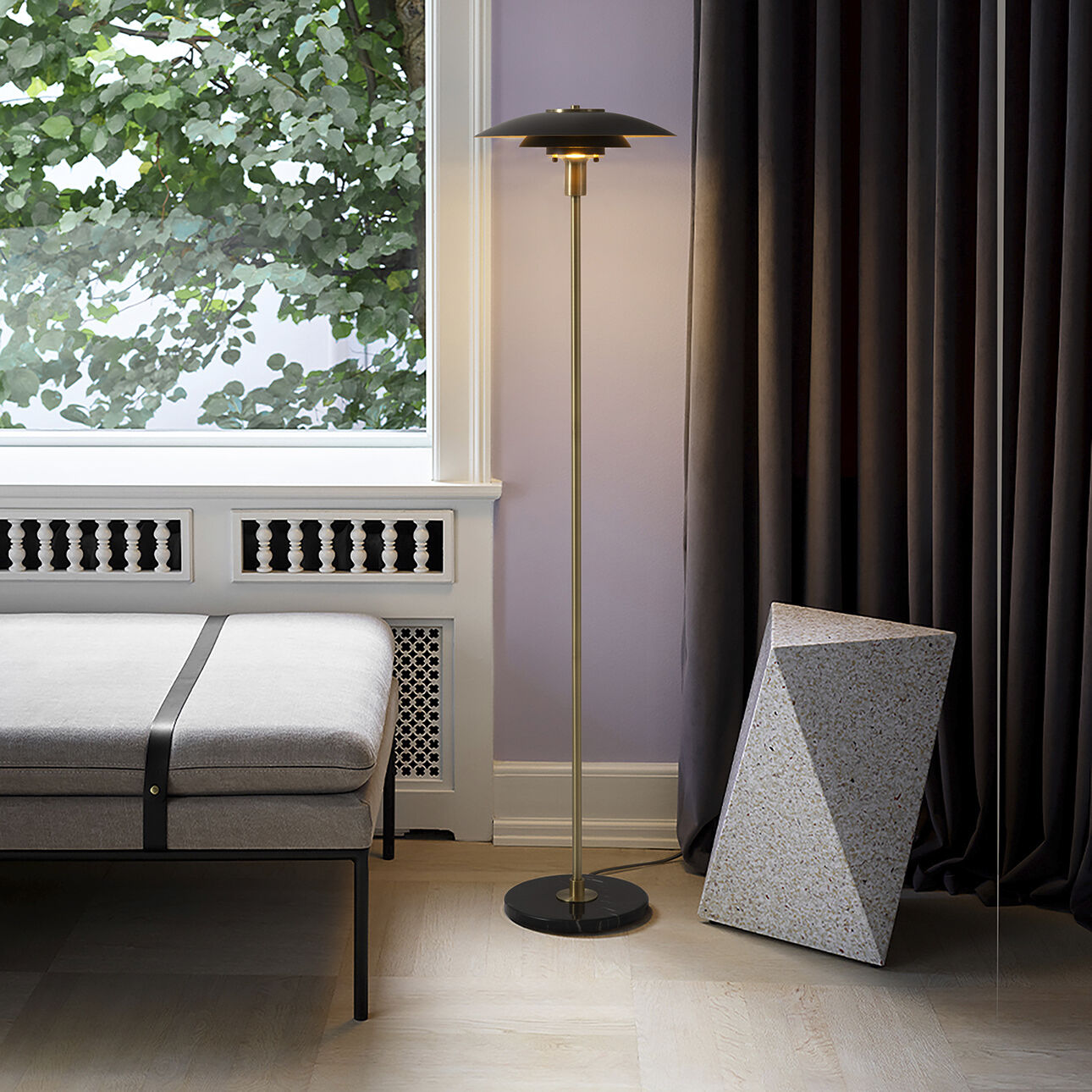 Rancho Mirage 61 inch 23.00 watt Matte Black and Weathered Brass Floor Lamp Portable Light