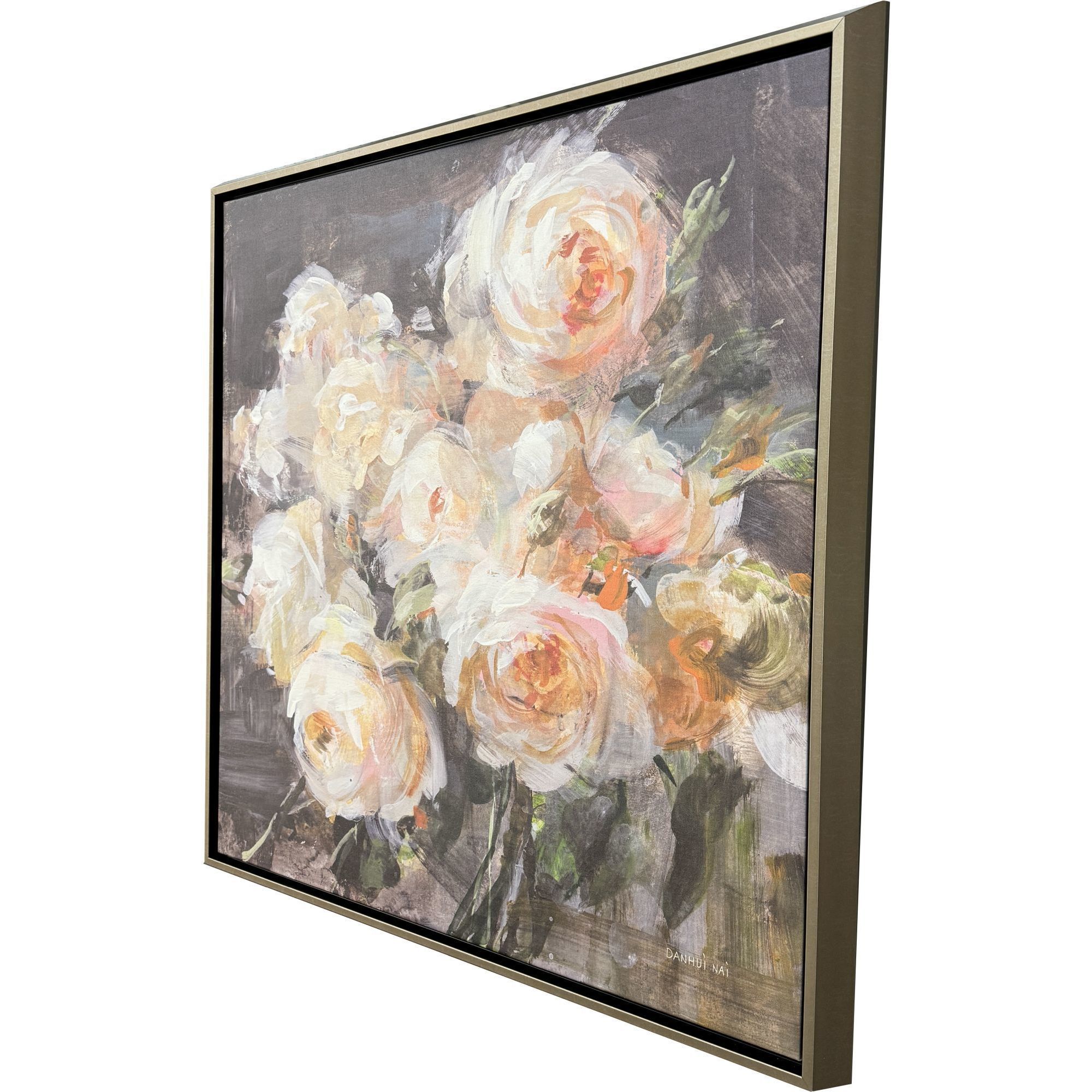 Bradene Roses Pink and Green and Multi and White Canvas