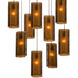 Textured Glass 9 Light 28 inch Flat Bronze Chandelier Ceiling Light, Square Multi-Port