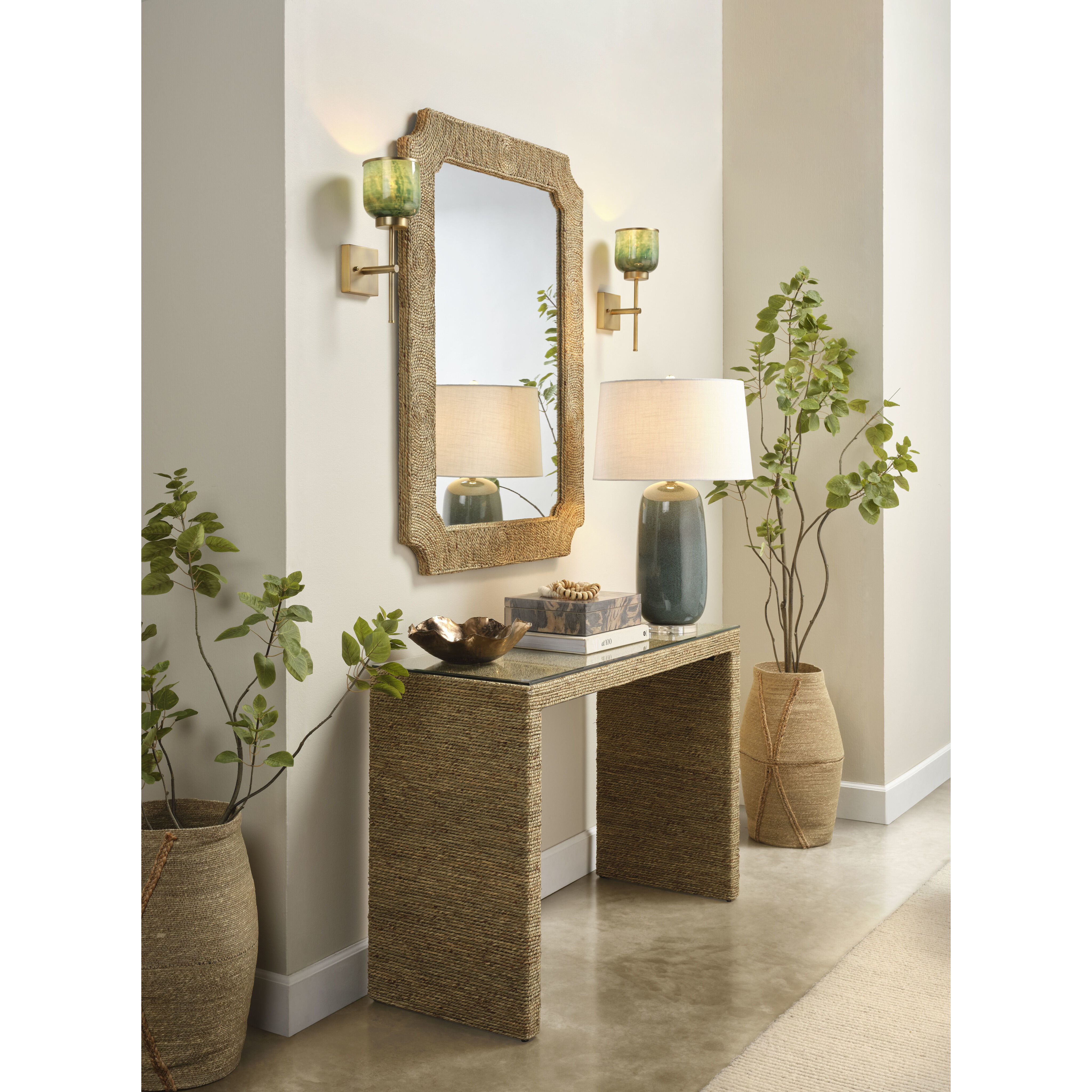 Balsalm 30.25 inch 150 watt Teal Reactive Glaze Table Lamp Portable Light, Inline