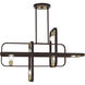 Bergamo 6 Light 42 inch Bronze with Antique Brass Accents Linear Chandelier Ceiling Light