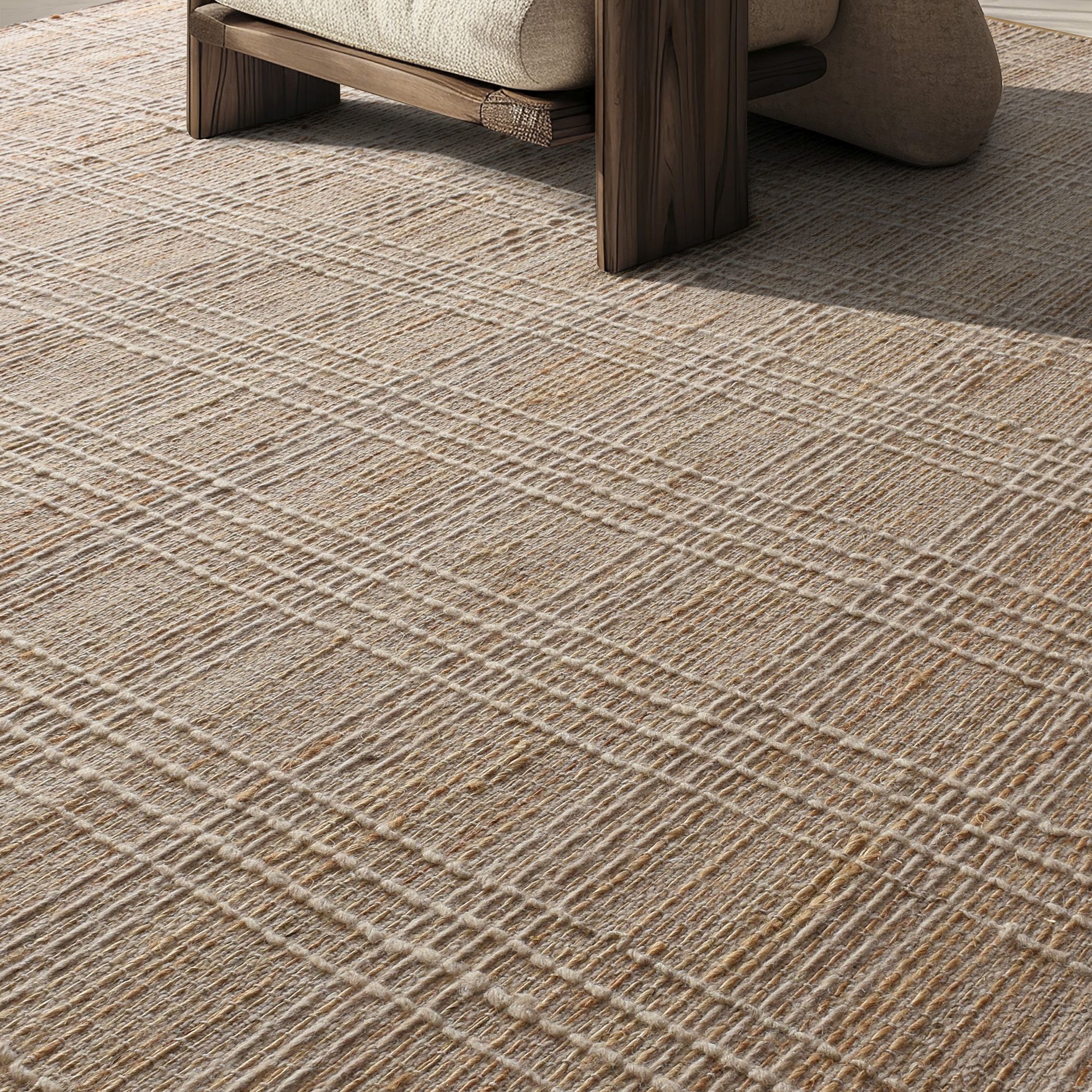 Baxton 120 X 96 inch Beige with Natural Twisted Jute Rug, 8ft x 10ft