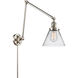 Large Cone 30 inch 3.50 watt Polished Nickel Swing Arm Wall Light, Franklin Restoration