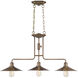 Newbury Station 3 Light 36.5 inch Old Satin Brass Island Pendant Ceiling Light
