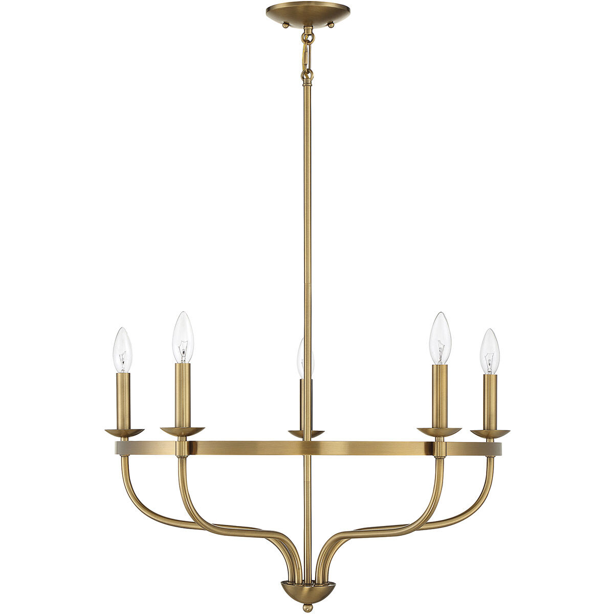 Transitional 5 Light 26.63 inch Natural Brass Chandelier Ceiling Light