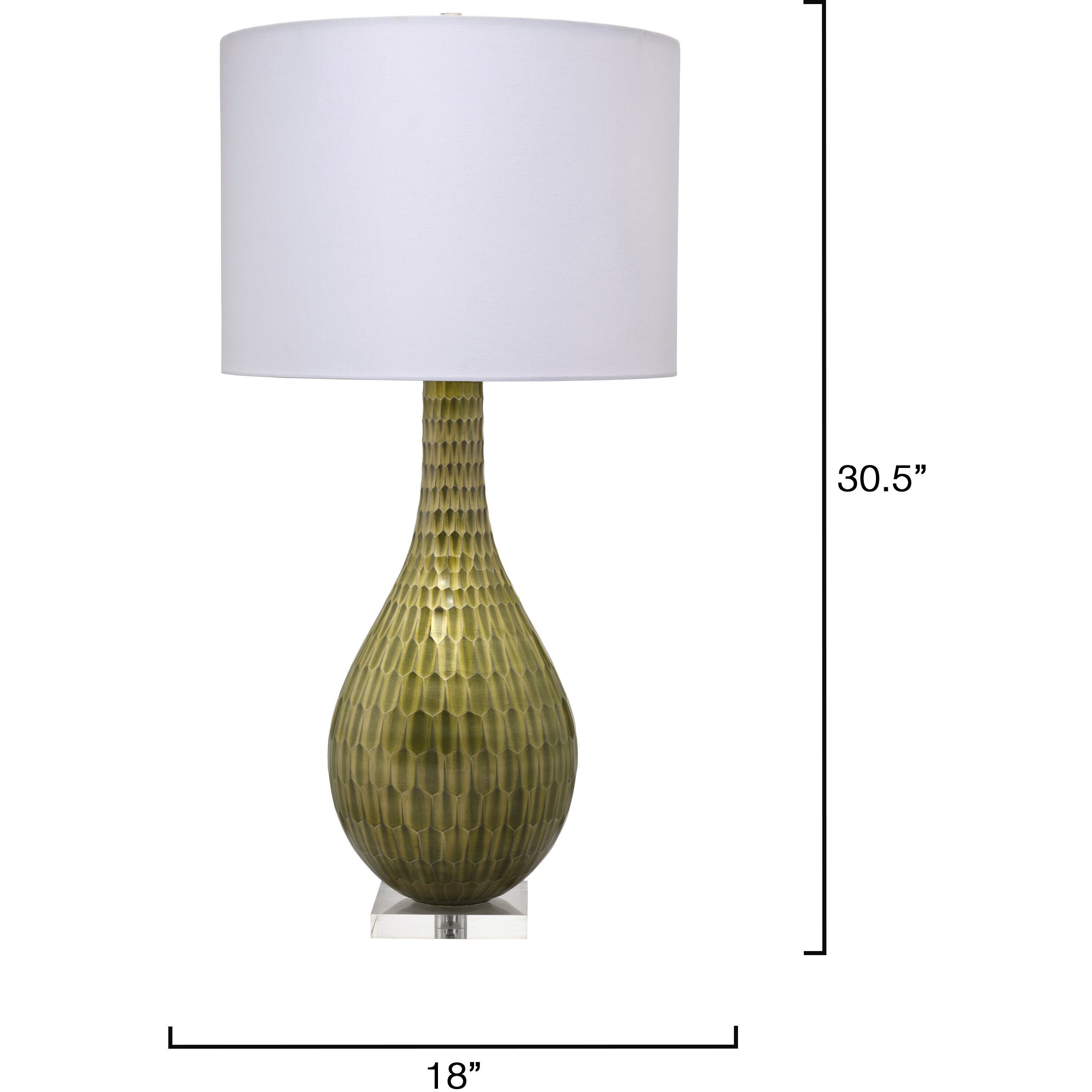 Serpentine 30.5 inch 150 watt Chartreuse Etched Table Lamp Portable Light, Inline