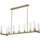 Beau 9 Light 56 inch Rubbed Brass Linear Chandelier Ceiling Light