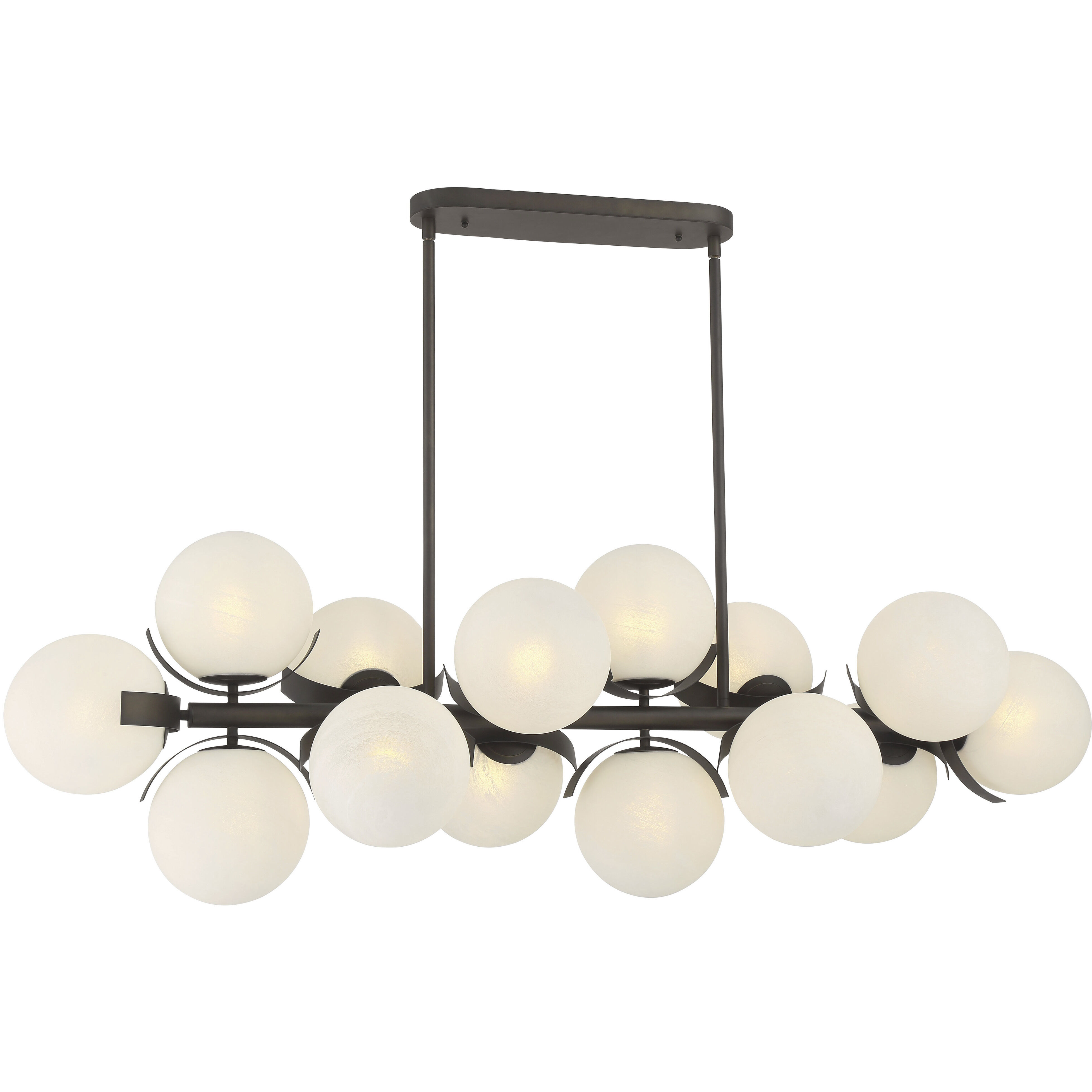 Vino Island Light Ceiling Light in Dark Bronze, White Etched Alabaster Glass