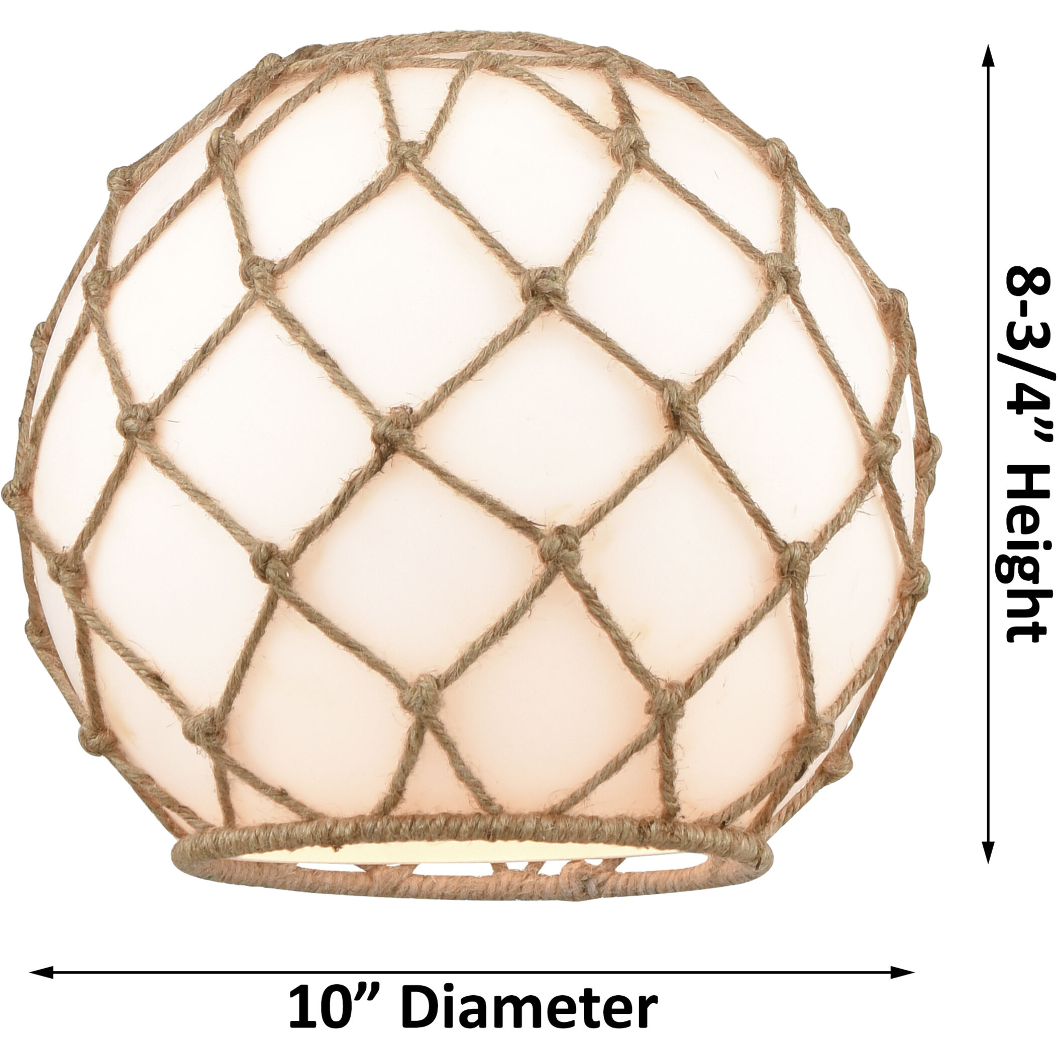 Ballston Large Farmhouse Rope LED 10 inch White and Polished Chrome Mini Pendant Ceiling Light in Clear Glass with White Rope, Ballston