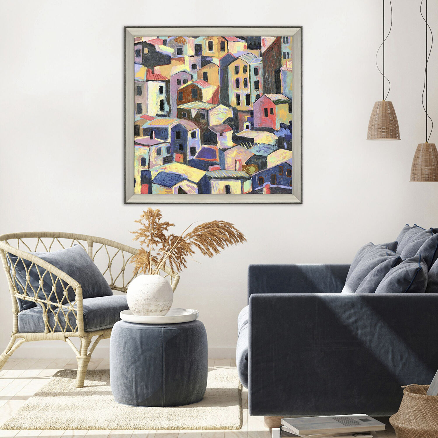 Scenic Multi and Black and Pink and Purple Framed Art