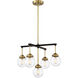 Mid-Century Modern 5 Light 22 inch Oil Rubbed Bronze with Natural Brass Chandelier Ceiling Light