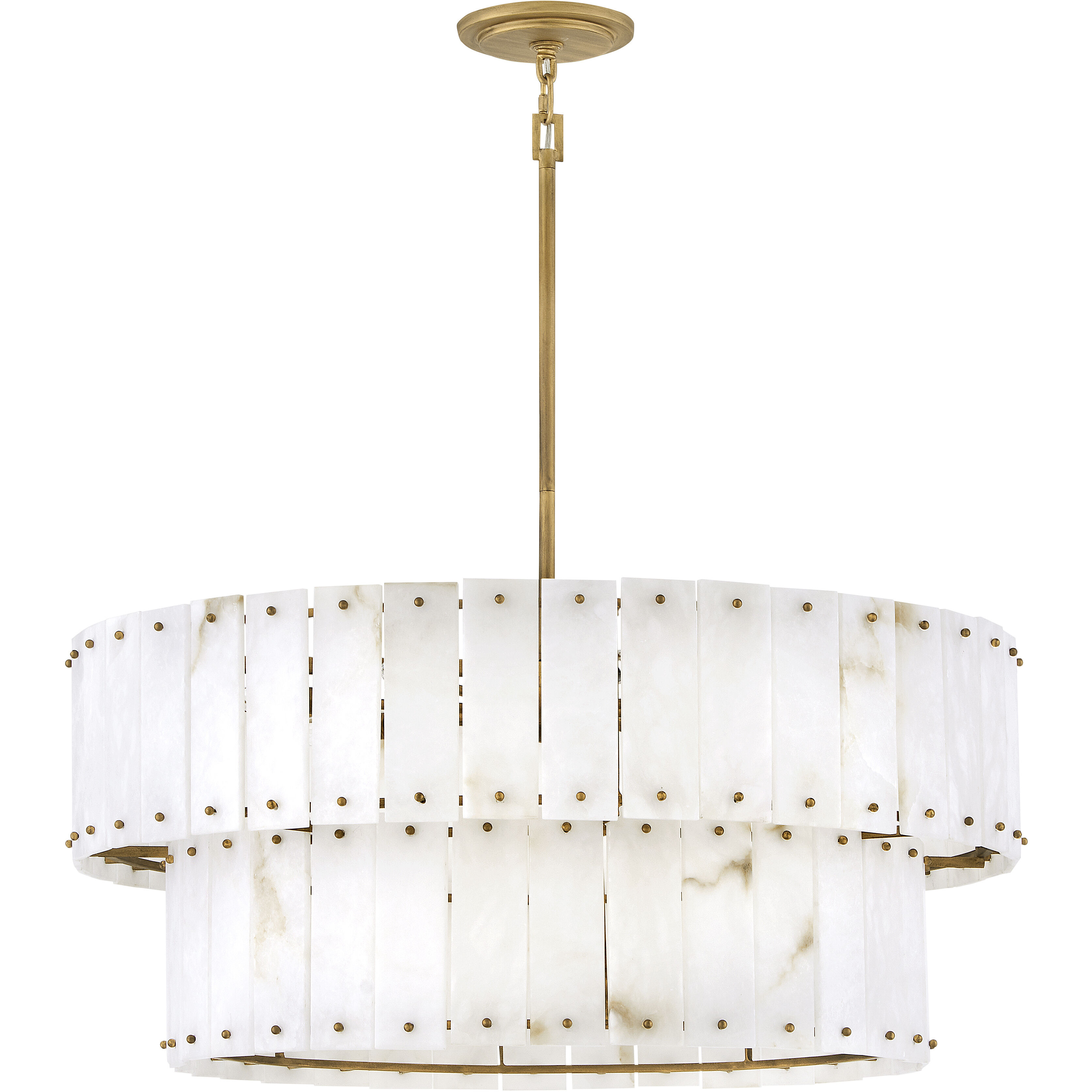 Simone LED 34.25 inch Burnished Gold Chandelier Ceiling Light in Alabaster, Drum