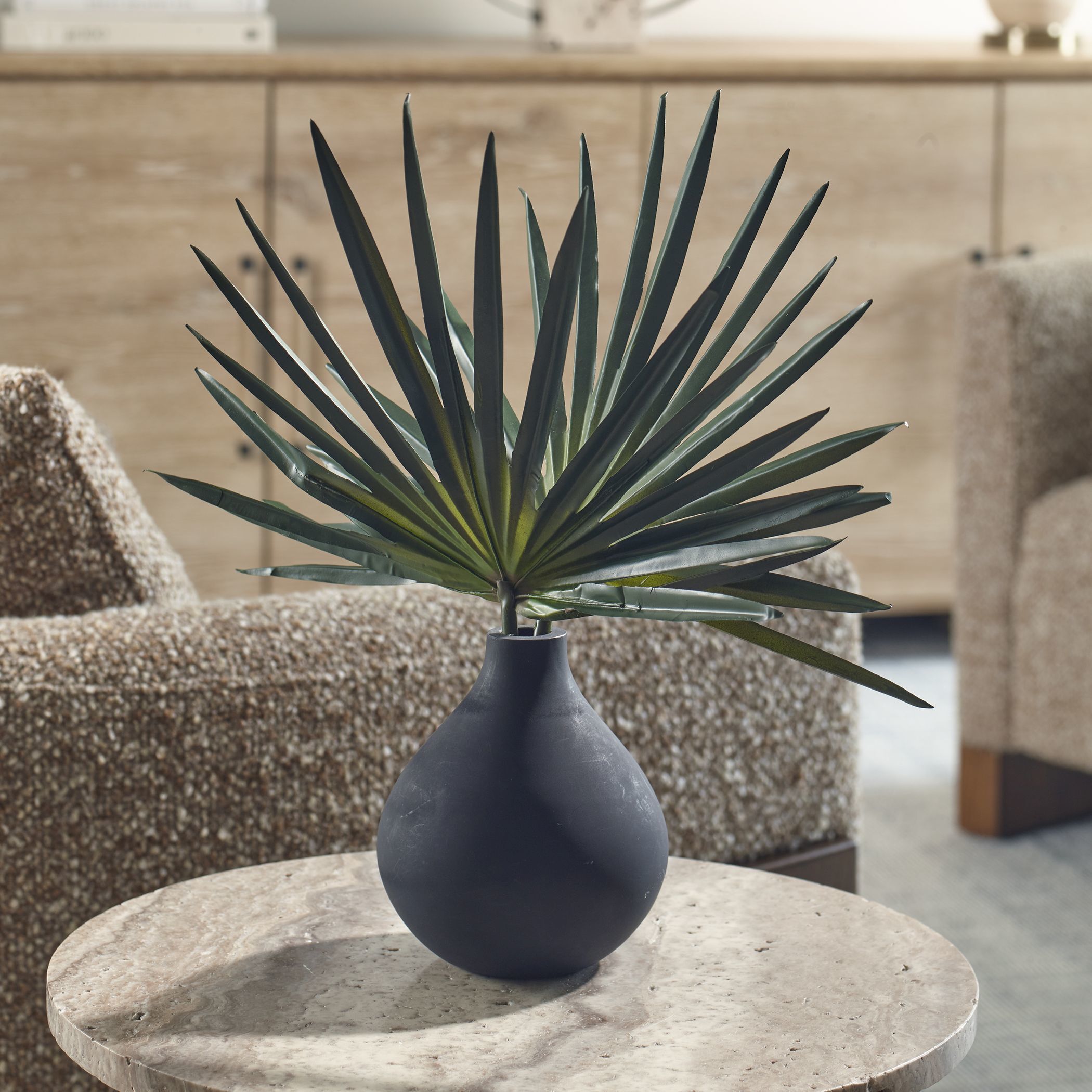 Axis Palm Matte Black and Green Accent & Vase