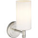 Crown Point Sconce Wall Light in Satin Nickel, Matte White Glass