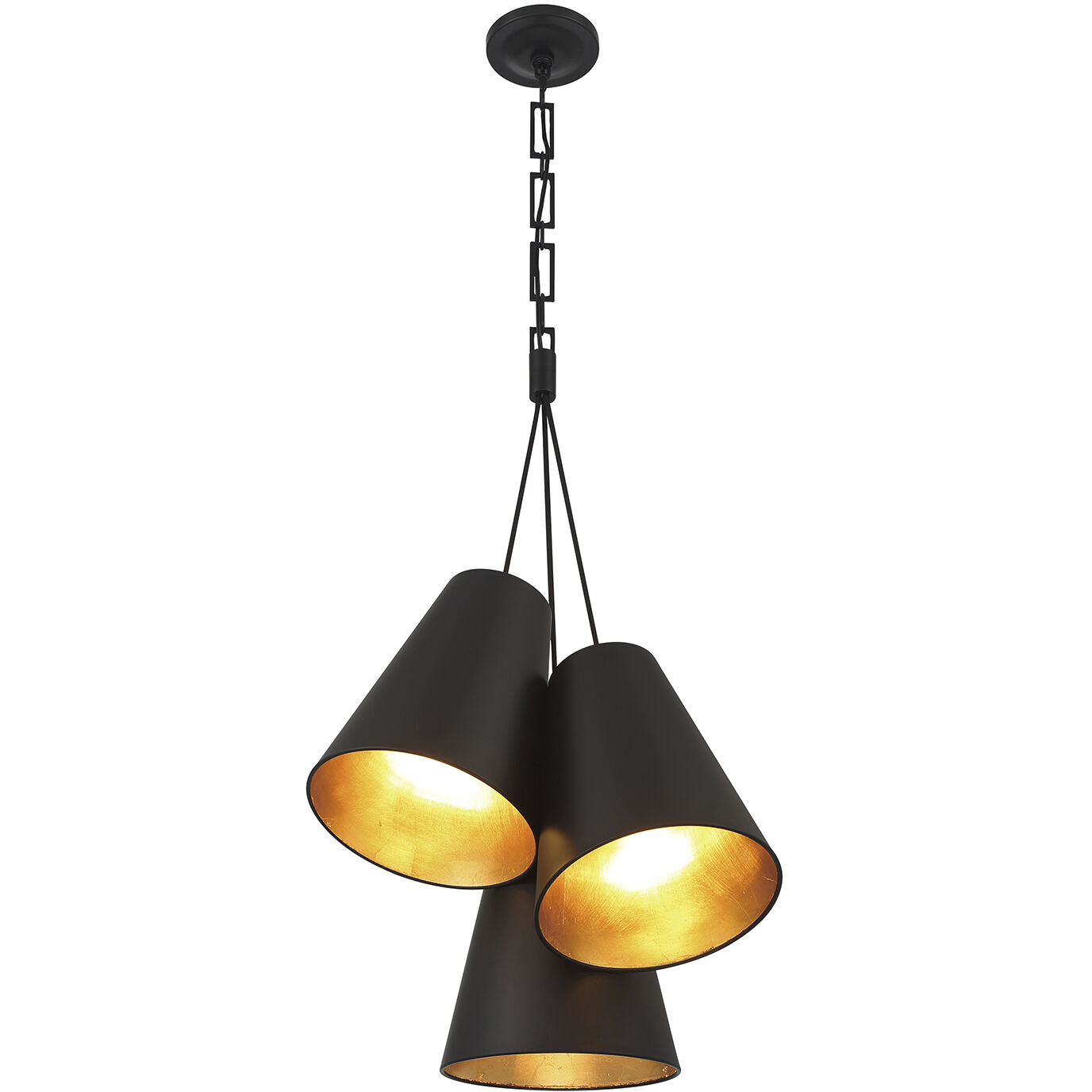 Alston Pendant Ceiling Light in Matte Black and Antique Gold