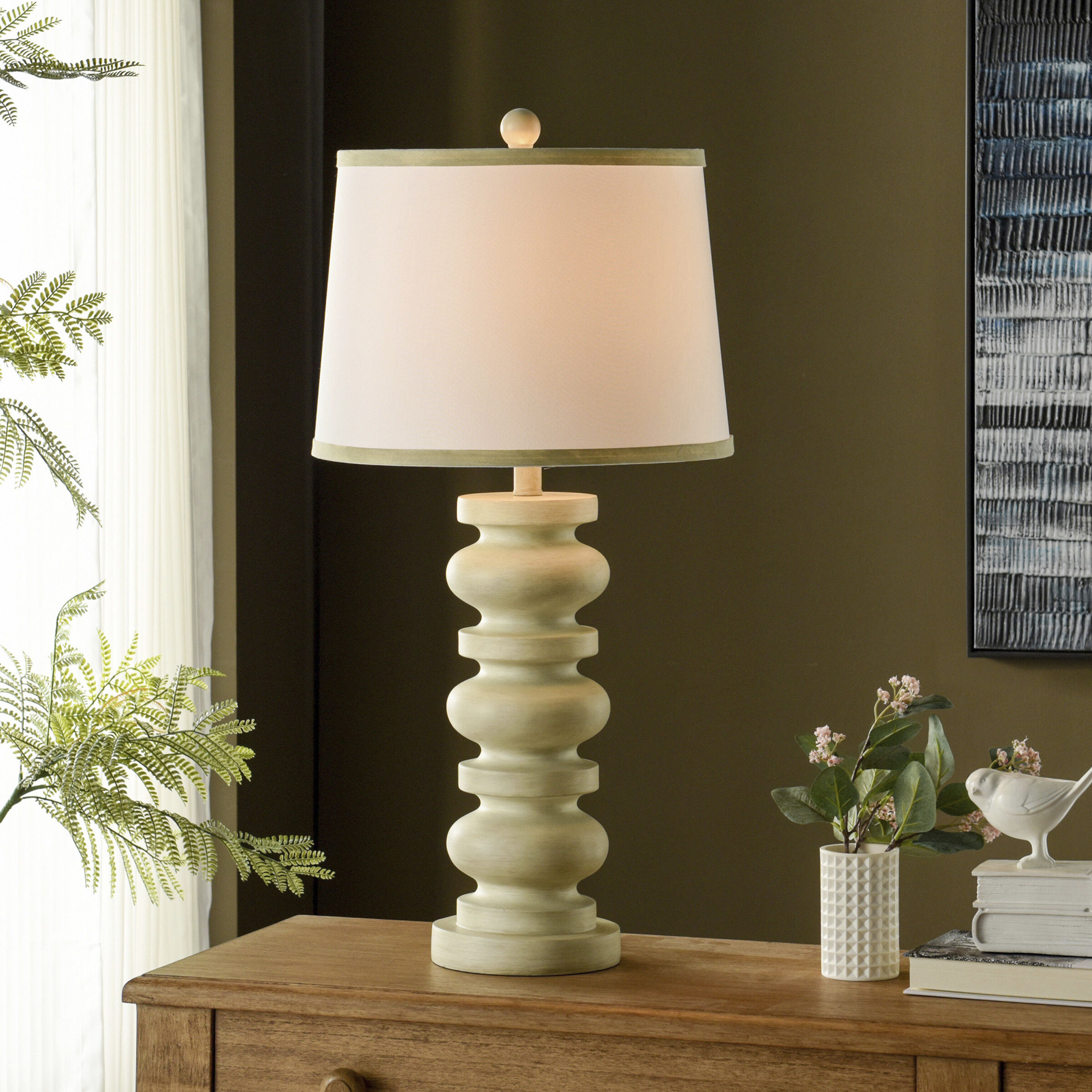 Abbott 30.5 inch 100 watt Pettye Ivory and White Table Lamp Portable Light