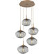 Nova Incandescent 5 Light Novel Brass Chandelier Ceiling Light, Round Multi-Pendant
