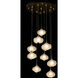 Ume 9 Light 20.5 inch Modern Brass Pendant Ceiling Light in Frosted, Round