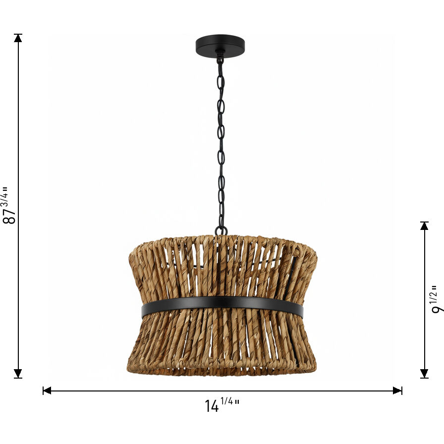 Drew & Jonathan Thurlo 2 Light 14.25 inch Midnight Black Hanging Shade Ceiling Light, Small