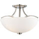 Overland Park 3 Light 17 inch Brushed Nickel Semi Flush Mount Ceiling Light