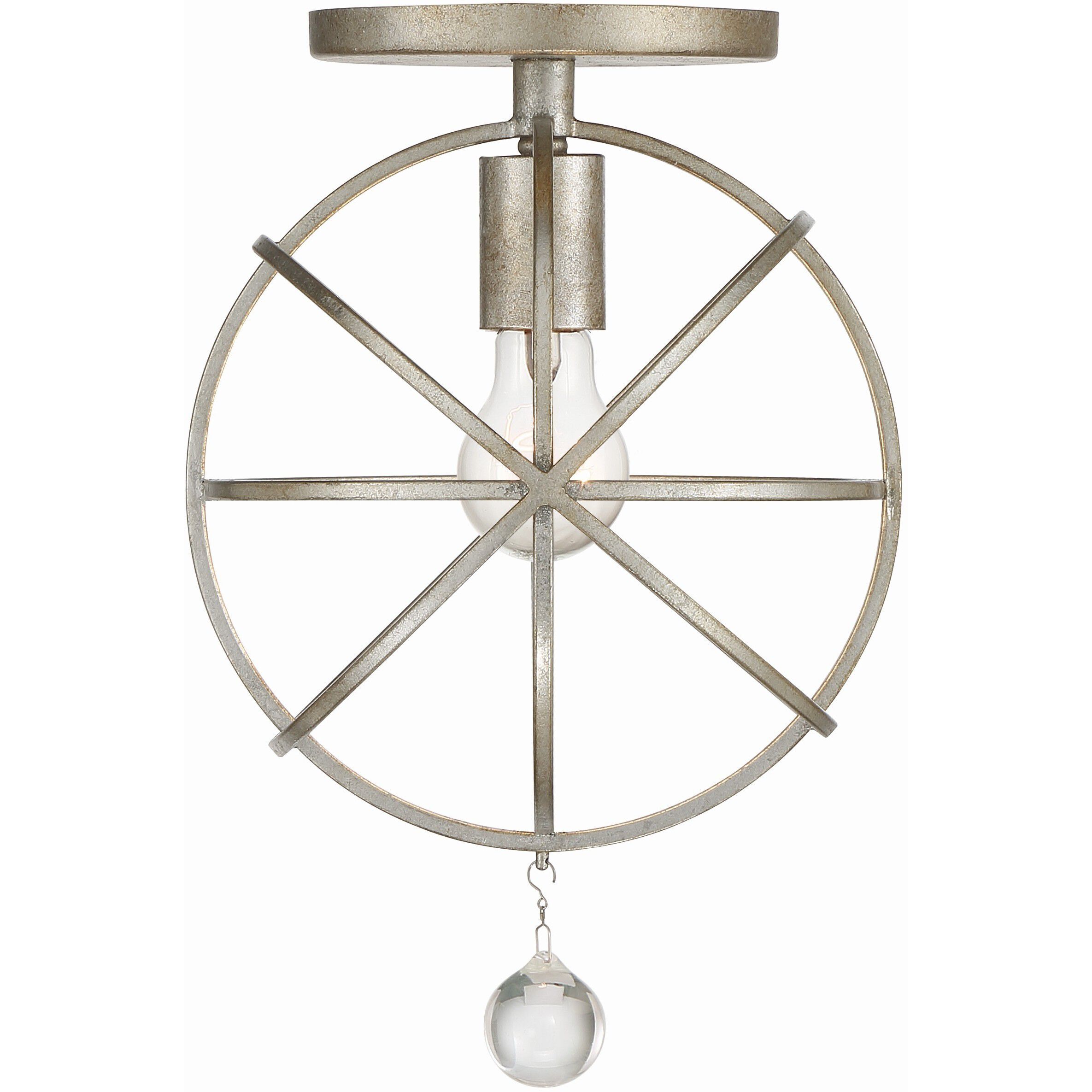 Solaris 1 Light 9 inch Olde Silver Semi Flush Ceiling Light