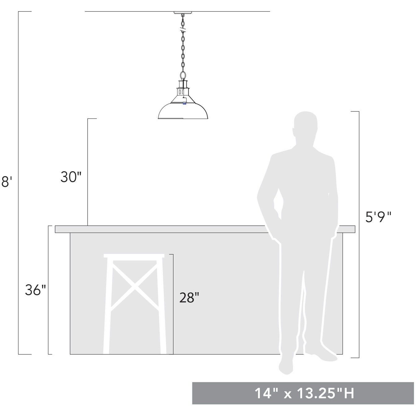 Kinsley 1 Light 14 inch Aged Galvanized Steel Pendant Ceiling Light in Antique Teal, Large