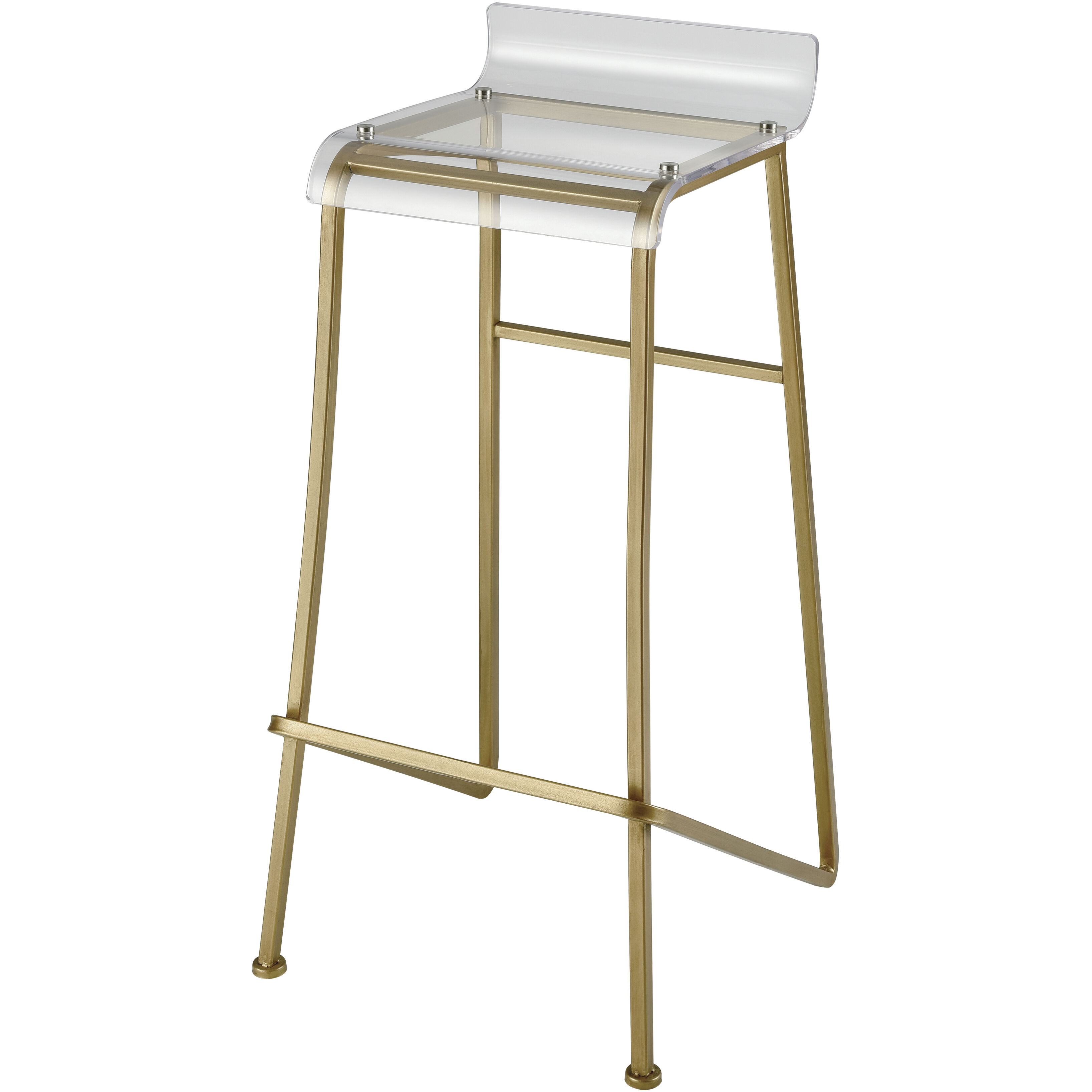 Hyperion 33.25 inch Gold with Clear Bar Stool