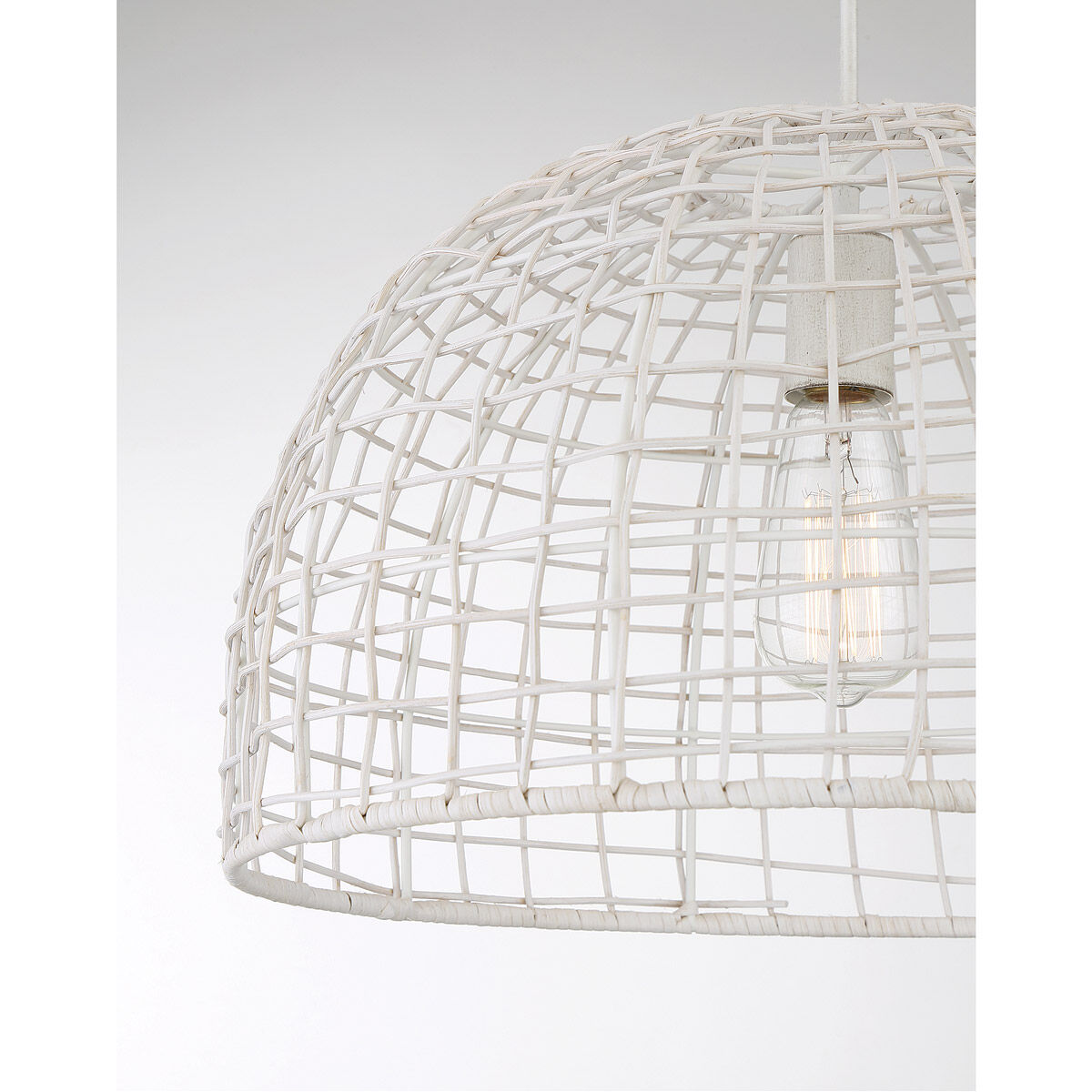 Bohemian 1 Light 18 inch White Rattan Pendant Ceiling Light