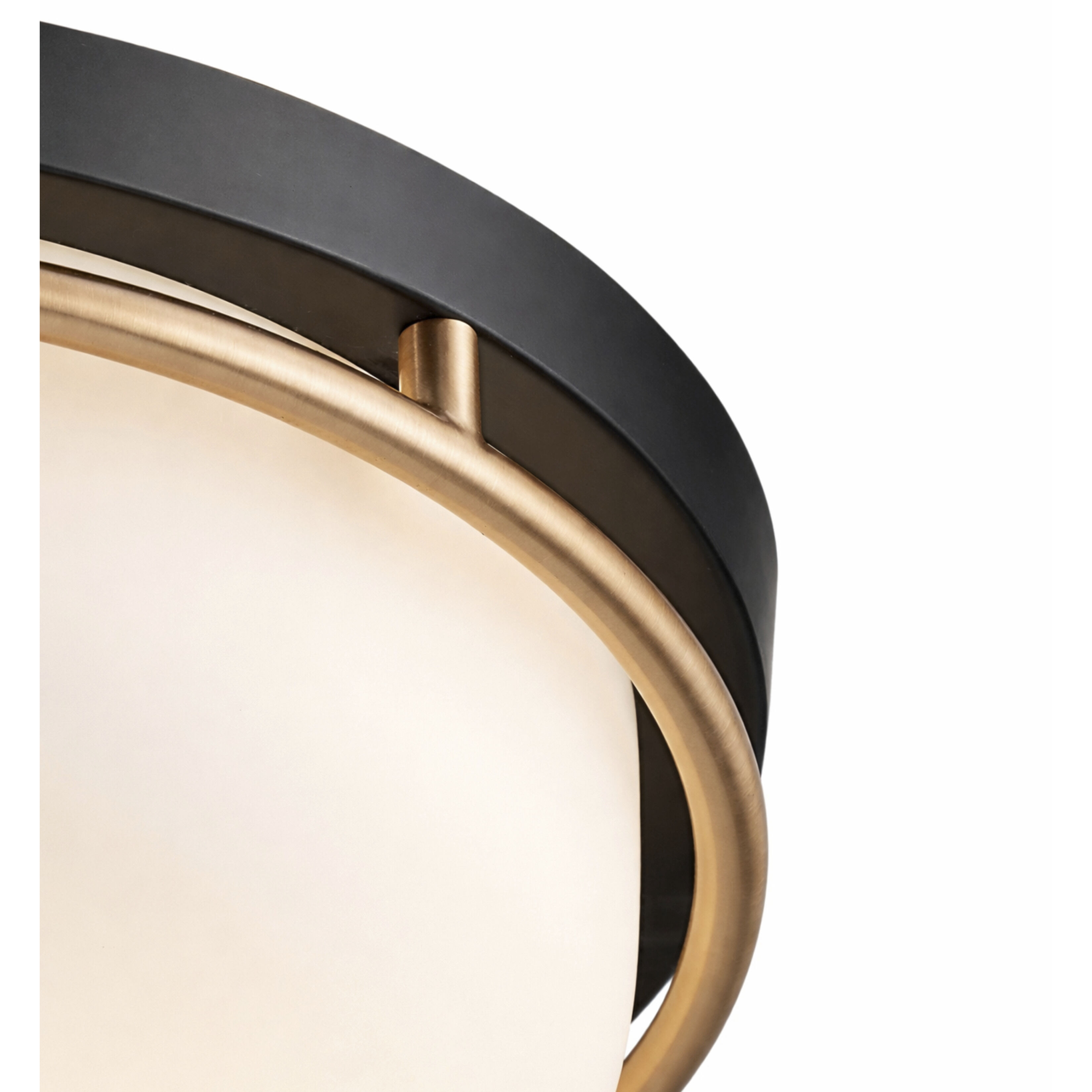 Fusion Collection - Tilburg Family 3 Light 15.75 inch Matte Black and Brass Flush-Mount Ceiling Light, EVOLV