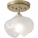 Ume 1 Light 6.3 inch Modern Brass and Modern Brass Semi-Flush Ceiling Light in Frosted