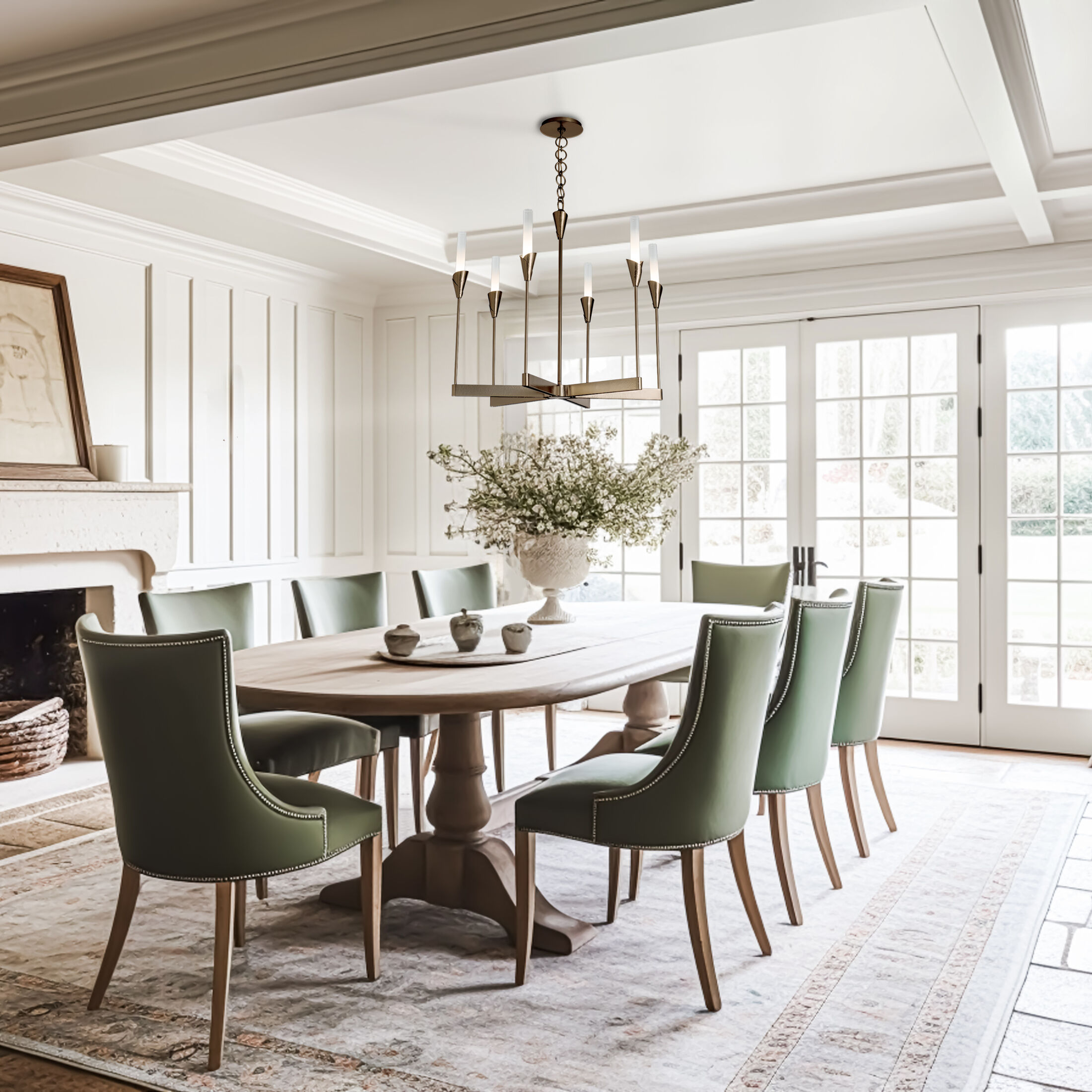 Lilium 6 Light 30.3 inch Modern Brass Chandelier Ceiling Light