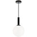 Stellar 1 Light 9.88 inch Black Pendant Ceiling Light in Black and Opal Glass