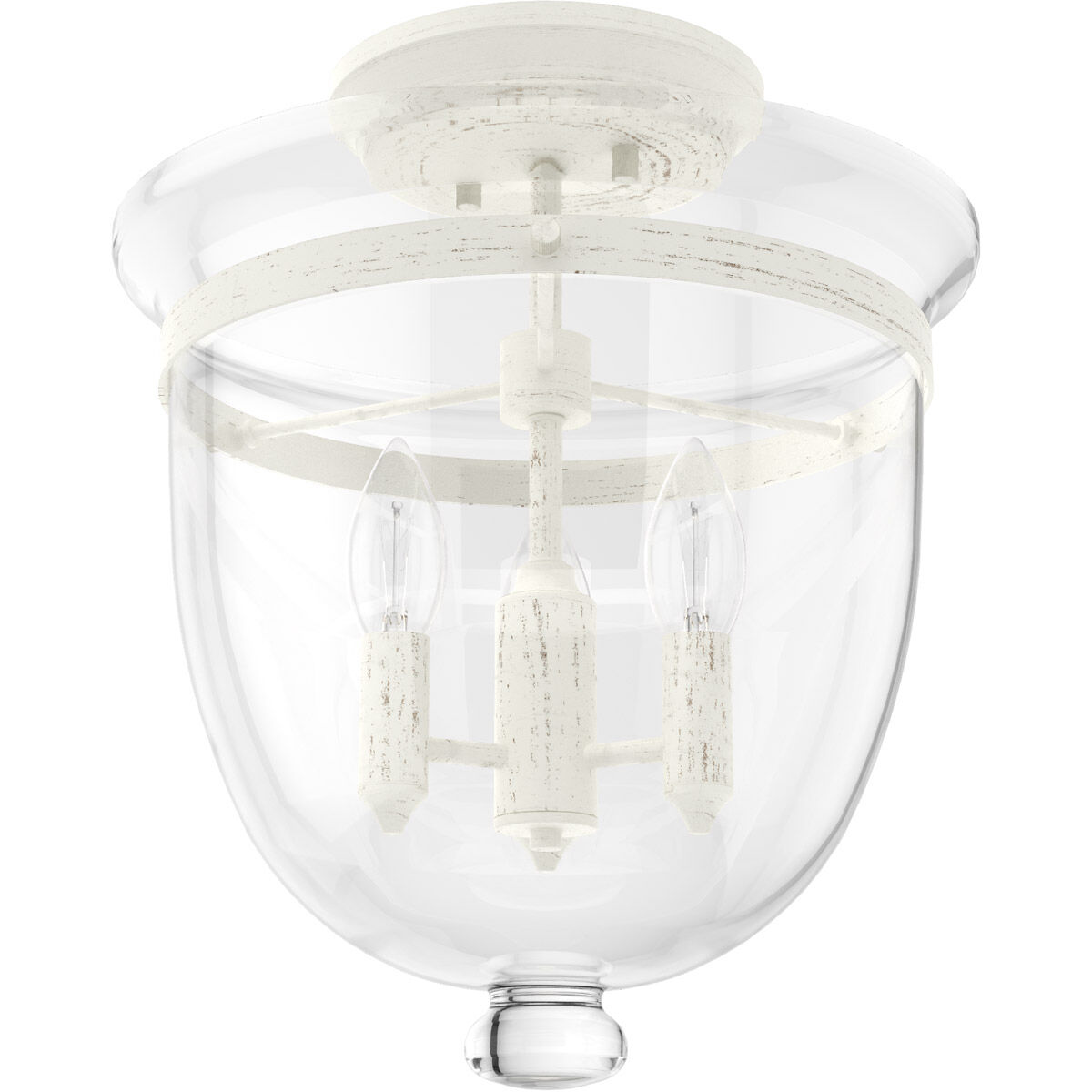 Belltown 3 Light 13 inch Rustic White Semi-Flush Mount Ceiling Light