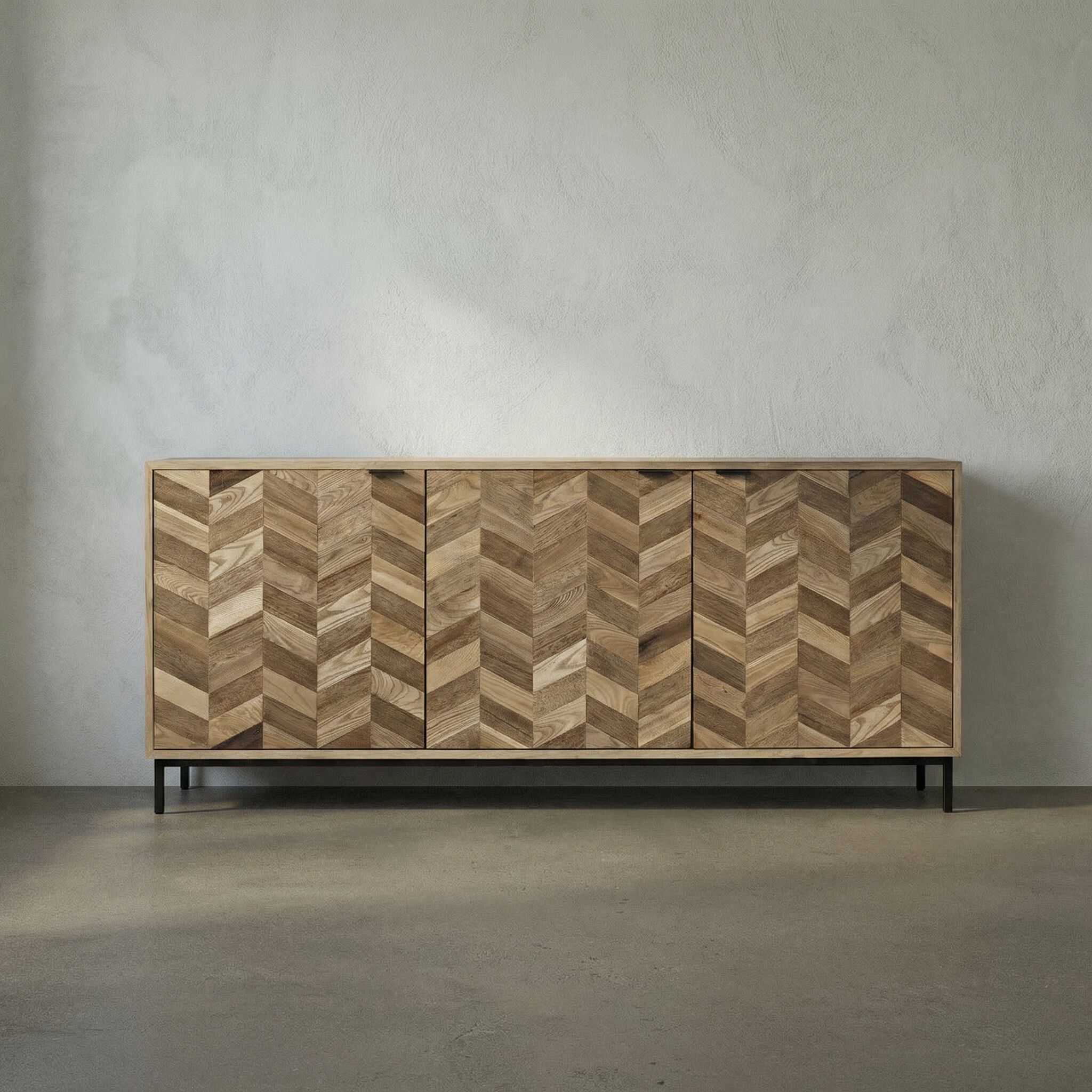 Herringbone 76.5 X 20 inch Matte Black Sideboard