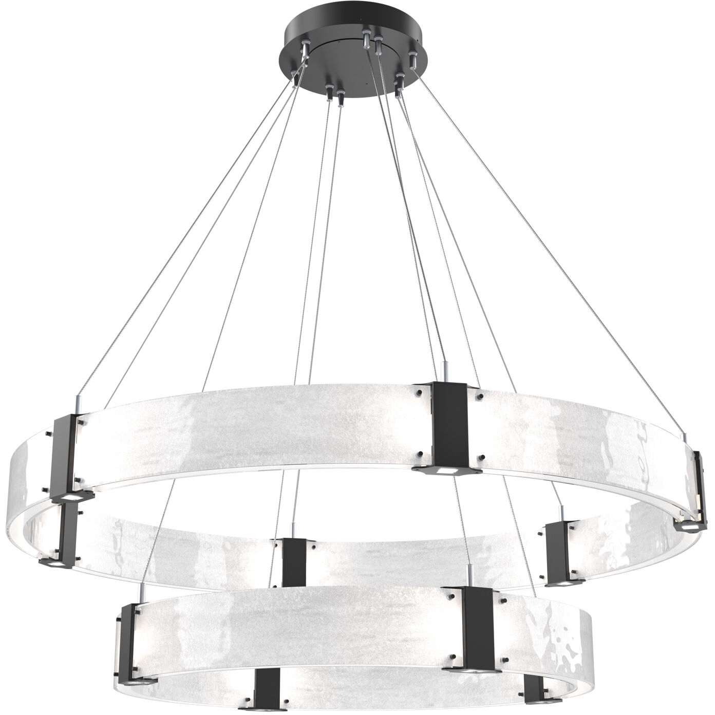 Parallel LED Matte Black Chandelier Ceiling Light, Two-Tier Ring