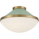 Xander 2 Light 16.25 inch Vibrant Gold Flush Ceiling Light in Vibrant Gold and Green