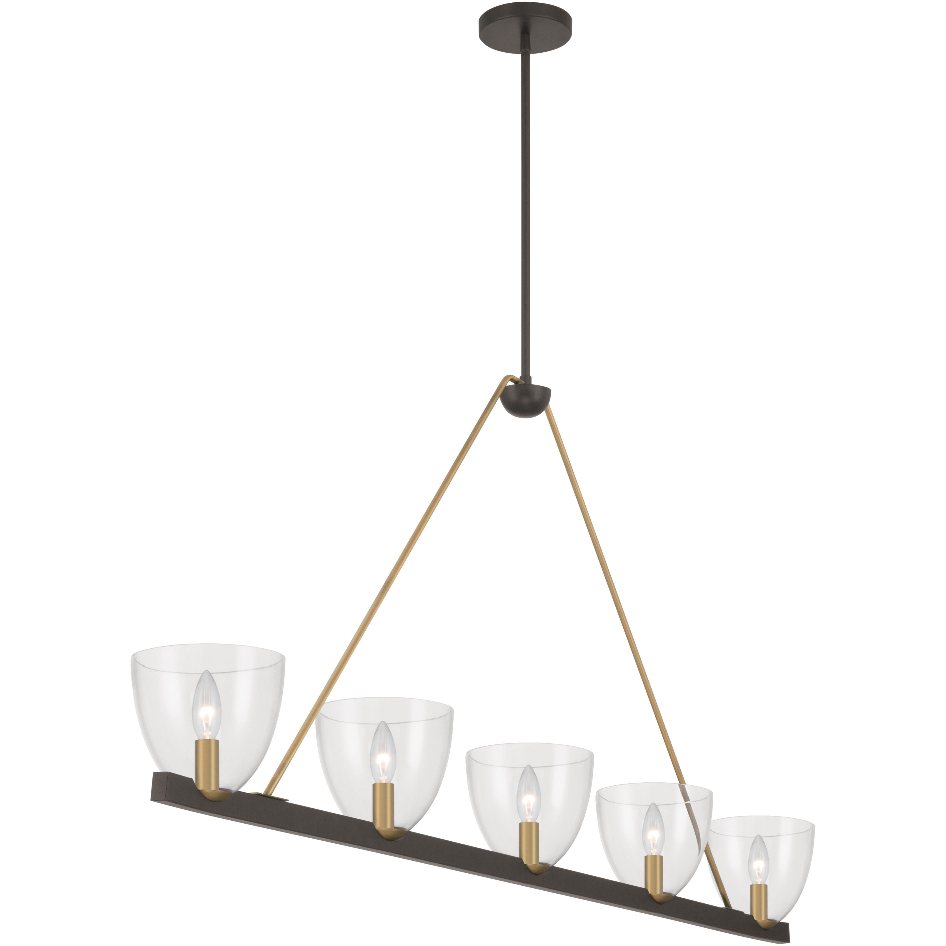Noellea 5 Light 61 inch Dark Bronze and Legacy Brass Linear Chandelier Ceiling Light