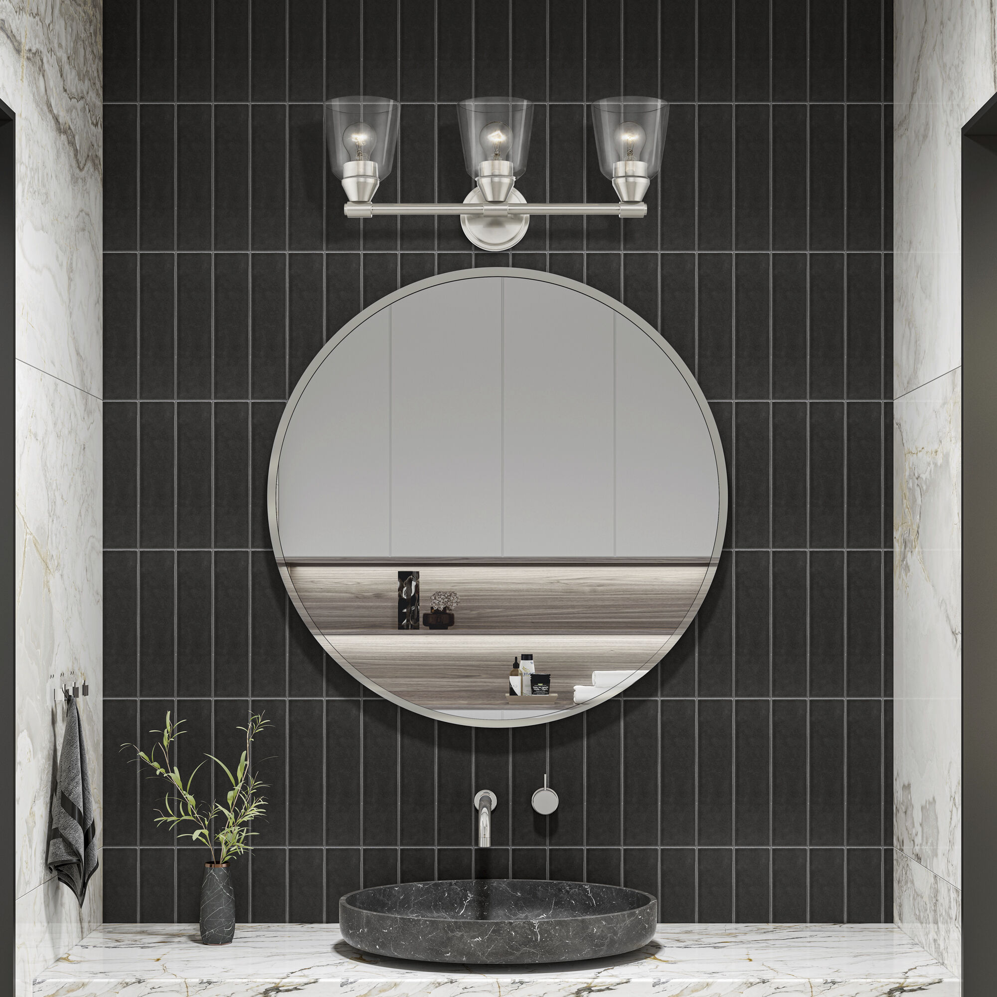 Catania 3 Light 23 inch Brushed Nickel Vanity Sconce Wall Light