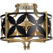 Mariposa 3 Light 19.5 inch Matte Black with Aged Brass Semi-Flush Mount Ceiling Light