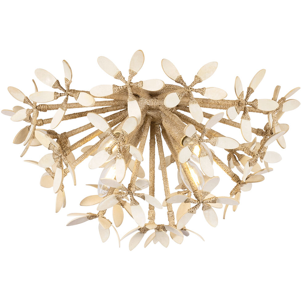 Corfu 4 Light 20 inch Ivory Coco Semi Flush Ceiling Light